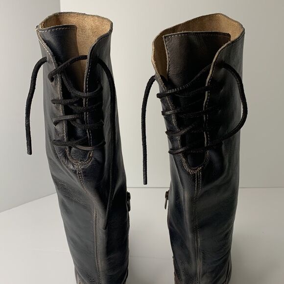 Bed Stu Manchester tall dark brown distressed leather riding boots - Picture 9 of 14